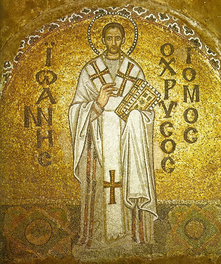 Ayasofya'da yer alan İoannes Khrysostomos mozaiği.