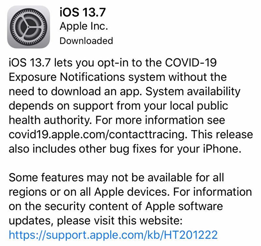 iOS 13.7 sürümüyle birlikte bu temas izleme teknolojisi sisteme entegre ediliyor. 