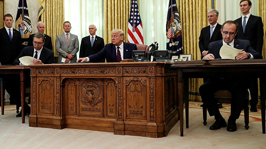 ABD Başkanı Donald Trump ve Sırbistan Devlet Başkanı Aleksandar Vucic
