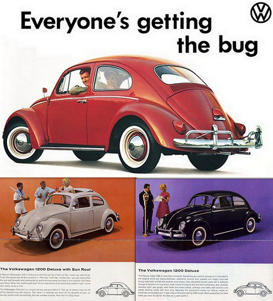 1962 yılından her kesime hitap ettiğini gösteren Beetle reklamı.