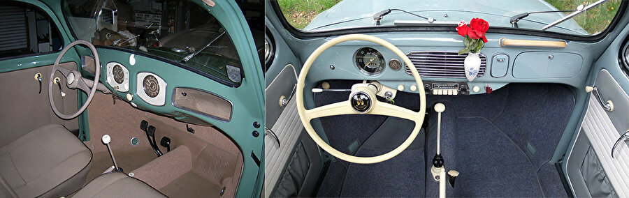 1947 ve 1957 model Beetle’lardaki sürücü kabini değişimi.