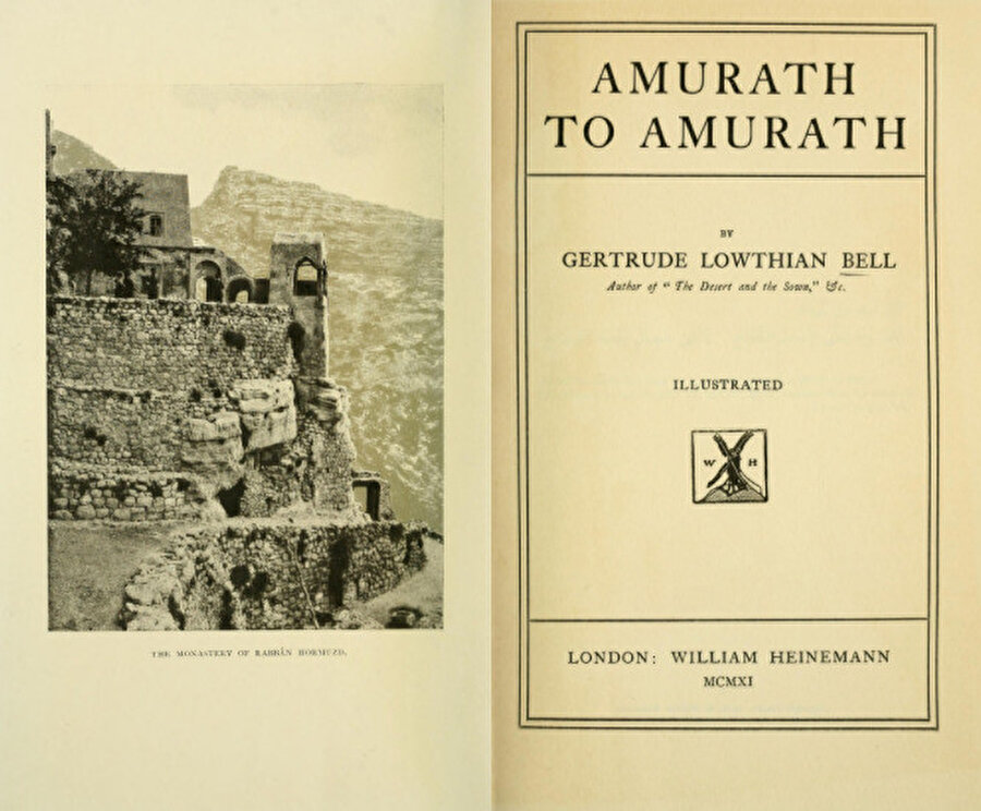 Gertrude Bell’in 1911 yılında yayınlanan “Amurath to Amurath” isimli eserinin ilk baskısının kapak sayfası.