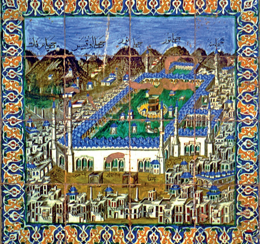 Hekimoğlu Ali Paşa Camii'nde bulunan Kabe tasvirli çini (TDV İslam Ansiklopedisi)
