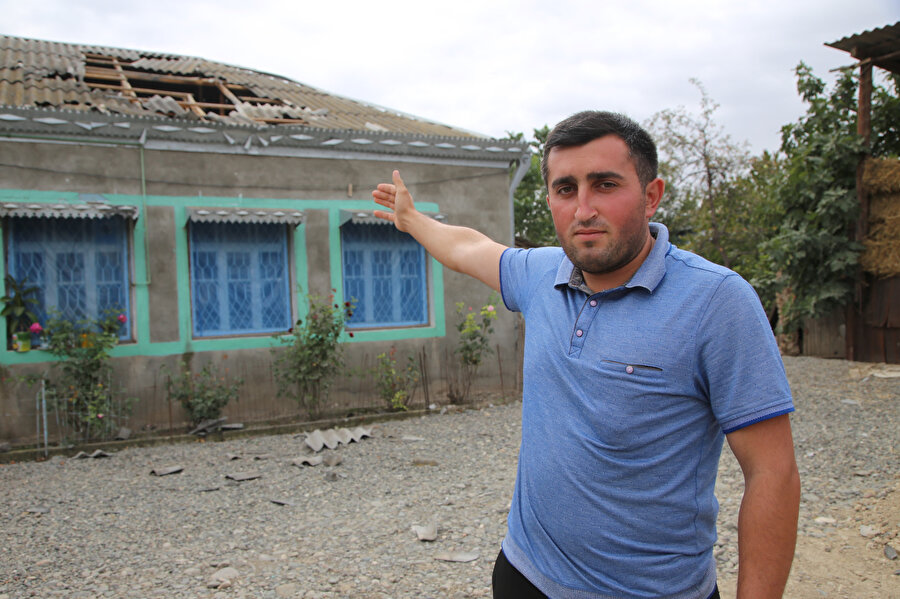  Ermenistan askerlerinin ateş açtığı bölgelerden biri olan Ağdam ilinin Mireşelli köyünde meydana gelen hasar.