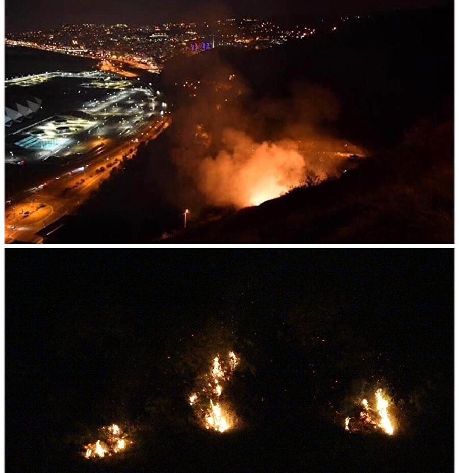 Üstteki Kahramanmaraş'taki yangın alttaki Trabzon'daki yangın