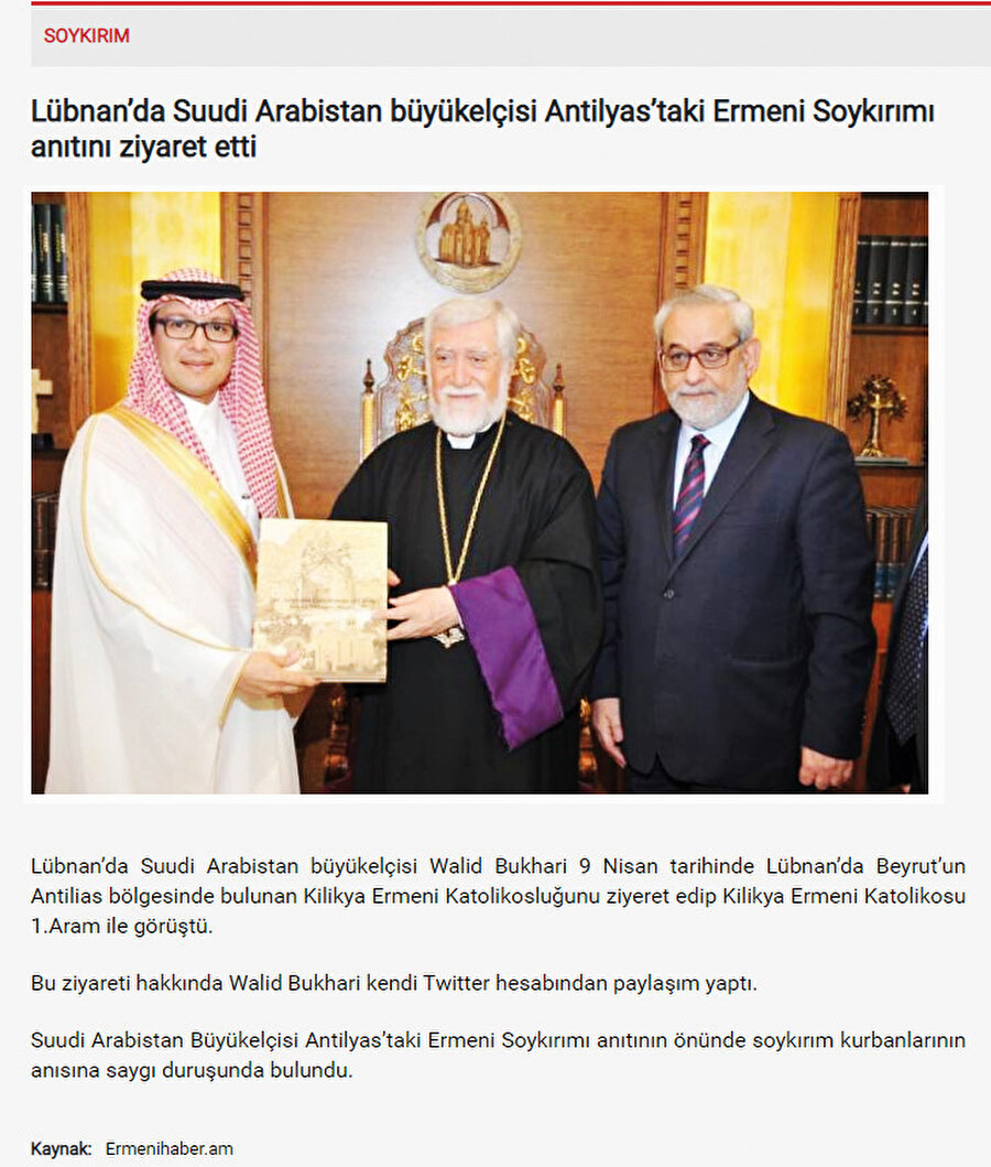Lübnan'da Suudi Arabistan büyükelçisi Antilyas'taki Ermeni Soykırımı anıtını ziyaret etti.