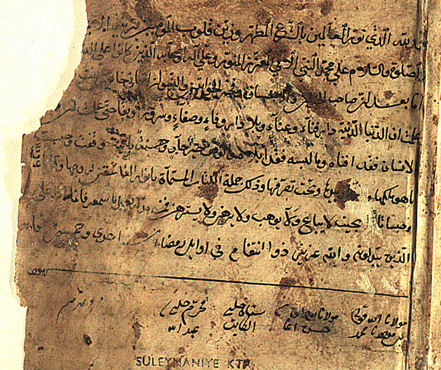 Süleymaniye Kütüphanesi Nuri aRlasez 6numaralı nüshanın zahriyesinde bulunan vakıf kaydı Yazmanın 951 tarihinde Ramazan ayında vakfedildiği kaydedilmiştir. Kâğıt çok yorgun ve mürekkeb de dağılmış olduğu için vakıf kaydı tam olarak okunamamaktadır. Fakat metin içerisinde geçen “Faḫrüˈl-ḫavātīn” (kadınların övüncü) tamlaması ile “vakafet”, “hasibet”, “mülkiha”, “tasarrufiha” gibi müennes kelimelerden hareketle kitabın sahibinin ve vâkıfının bir kadın olduğu anlaşılmaktadır. İsmi tam olarak okunamamakla birlikte vâkıfın adı Emânî Hatun (?) olabilir. Vakfın şahitleri olarak da Mevlânâ Allah kulu bin Mevlânâ Mehmed, Mevlânâ Budak (?) bin Hasan Ağa, Sinân Çelebi el-kâtib ve Muharrem Çelebi b. Abdullah’ın isimleri bulunmaktadır.