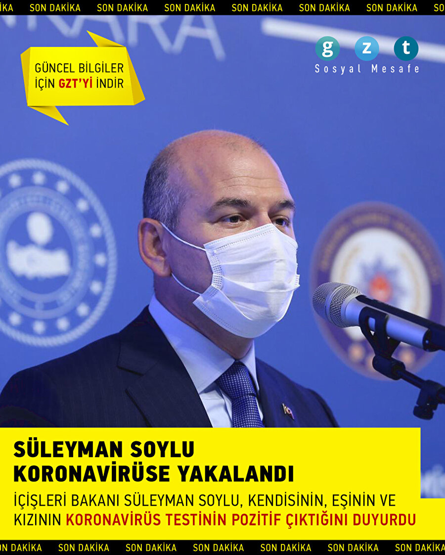 Süleyman Soylu koronavirüs olduğunu açıkladı