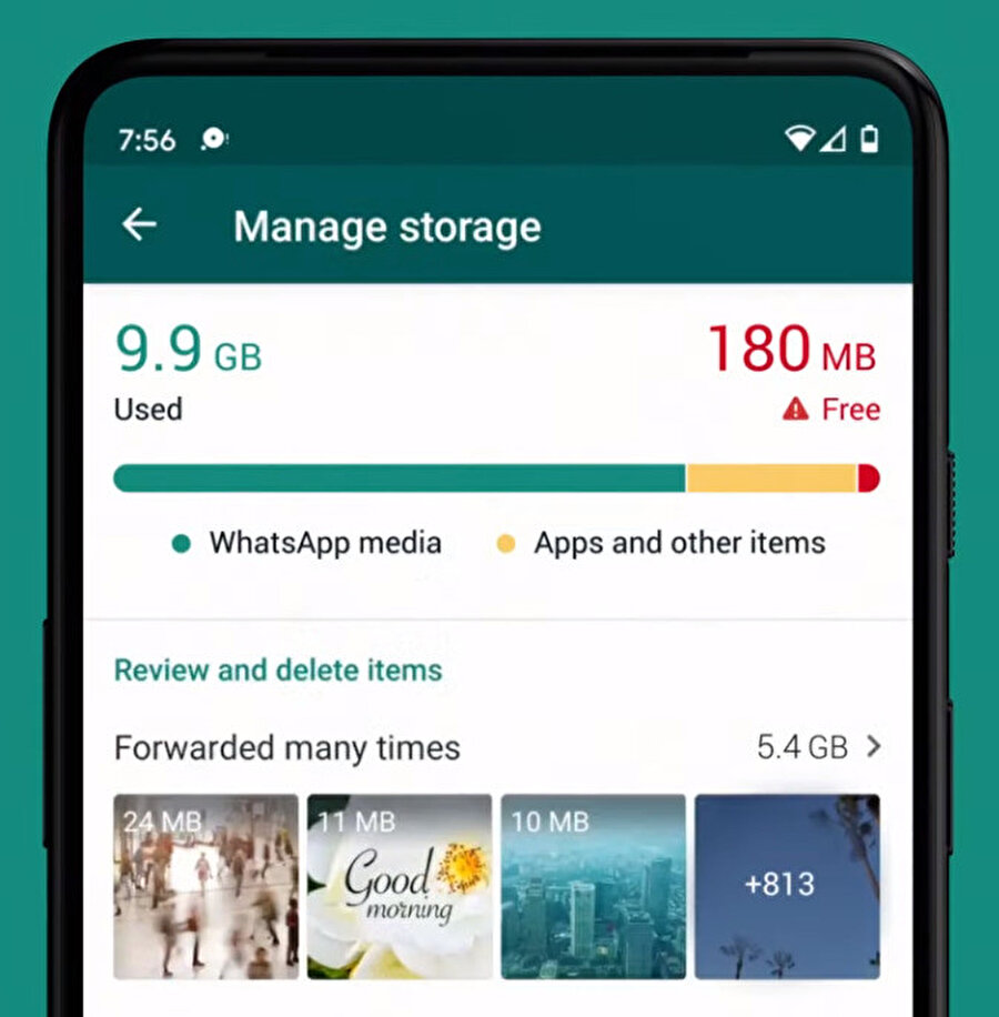 WhatsApp'ın yeni depolama yöneticisi, dosyaları boyutlarına göre sıralamayı da sağlıyor. 