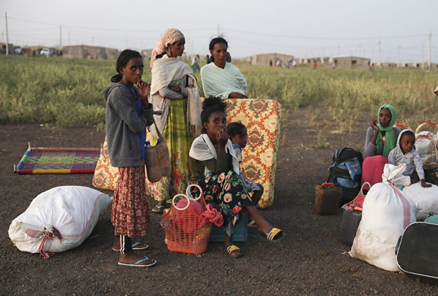 Sudan'ın Kadarif bölgesine sığınan Etiyopyalı mülteciler.
