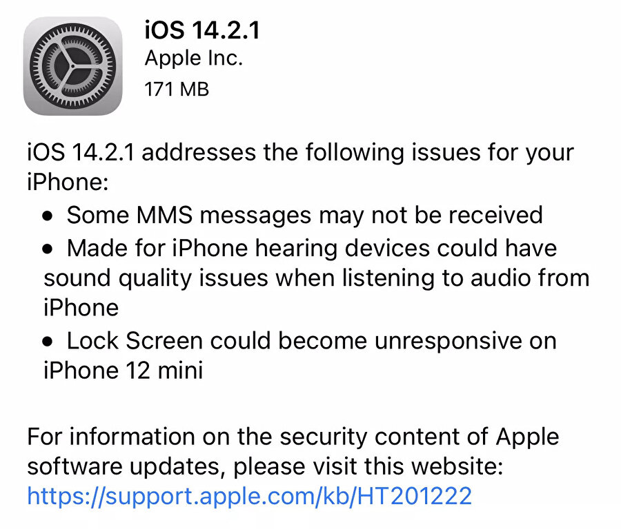 171 MB boyutundaki iOS 14.2.1 güncellemesiyle birlikte bu problem ortadan kalkıyor. 