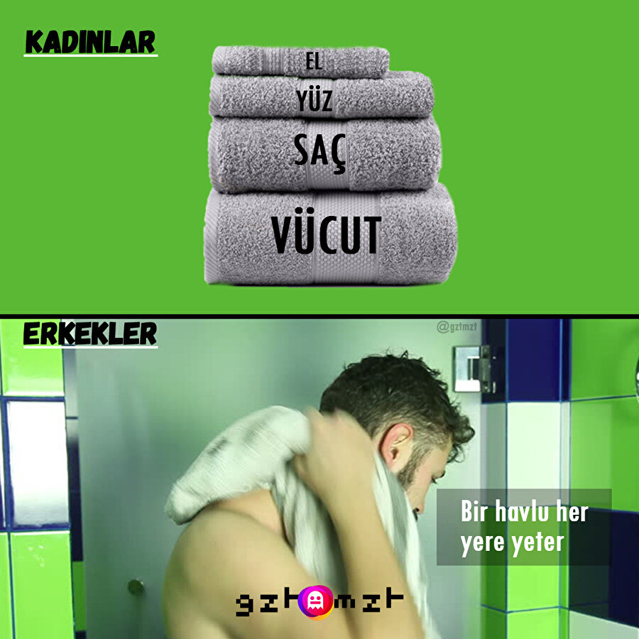 1 havlu yeter işte 👍