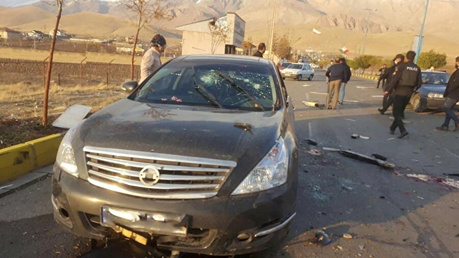 Fahrizade'nin saldırıya uğradığı araç. 
