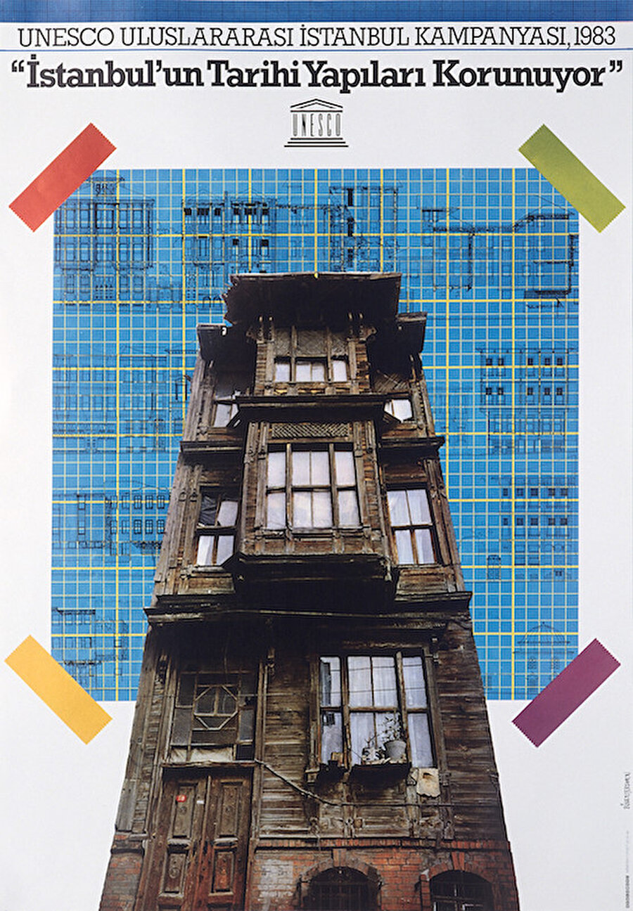 1983 Unesco Uluslararası İstanbul Kampanyası afiş tasarımı. 