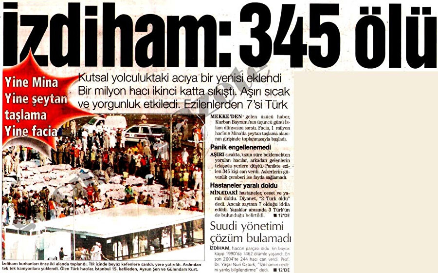  2006'daki hac izdihamı, Türk basınında böyle yer bulmuştu.