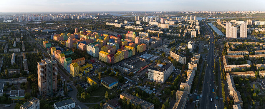 Comfort Town’ı da içine alan kentin perspektif görseli.