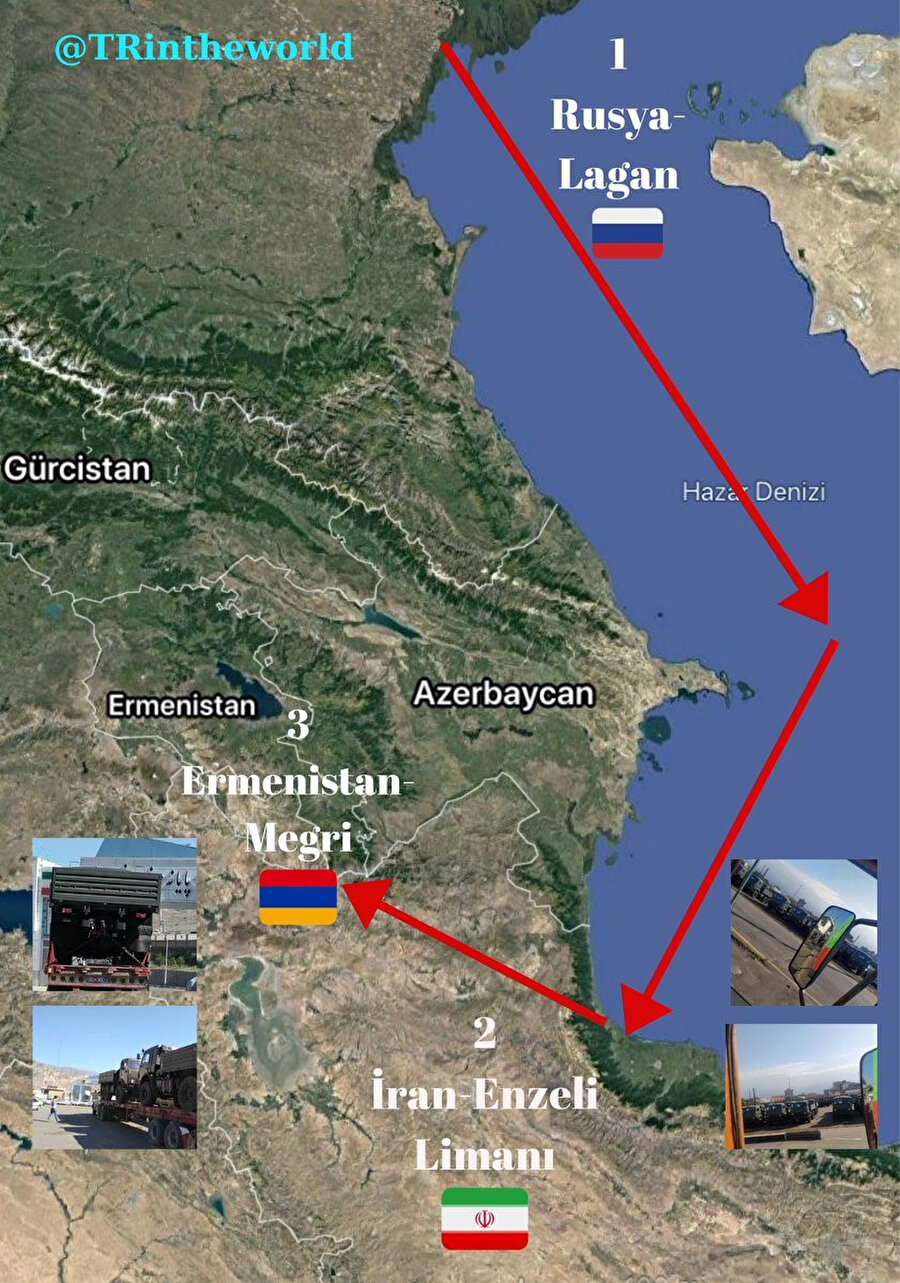 Rusya'dan Ermenistan'a taşınan silahlar Hazar Denizi üzerinden İran'ın Enzeli limanına geldikten sonra Nordoz sınır kapısından Ermenistan'a geçiyordu.