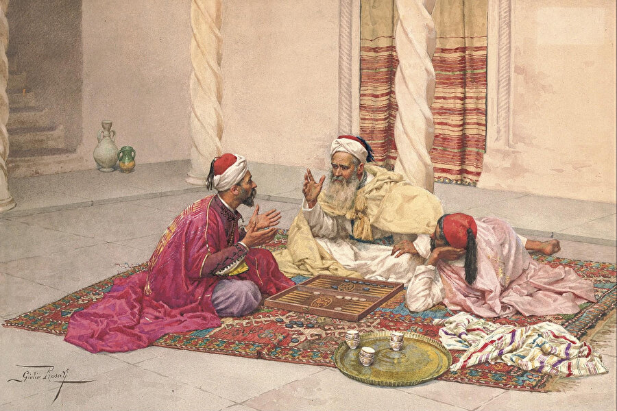 Giulo Rosati'nin "Avluda tavla" adlı eseri.