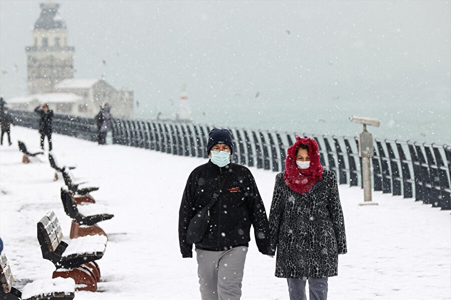 İstanbul Üsküdar'da kar yağışı