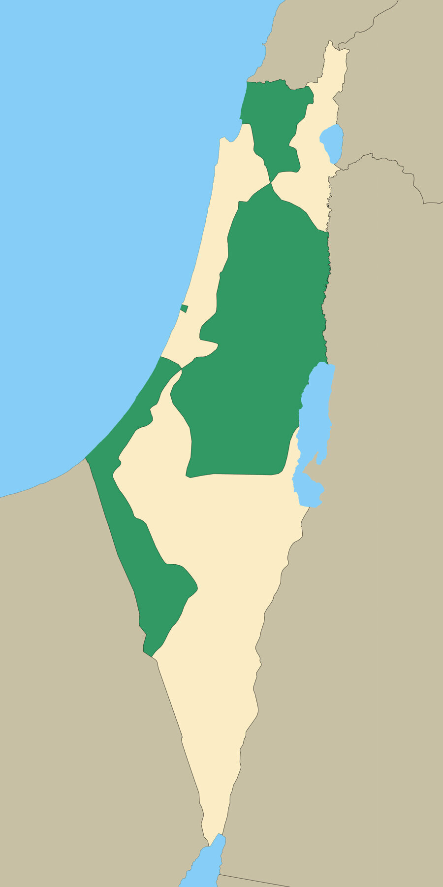 181 no’lu Birleşmiş Milletler Kararı’na göre Filistin’in taksimi.