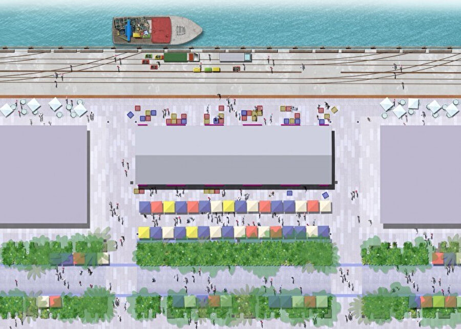 North Wharf Yürüyüş Yolu ve Silo Park konsept planı.