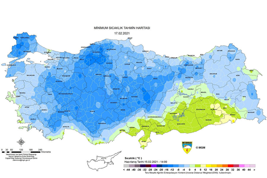 Meteoroloji'nin paylaştığı harita