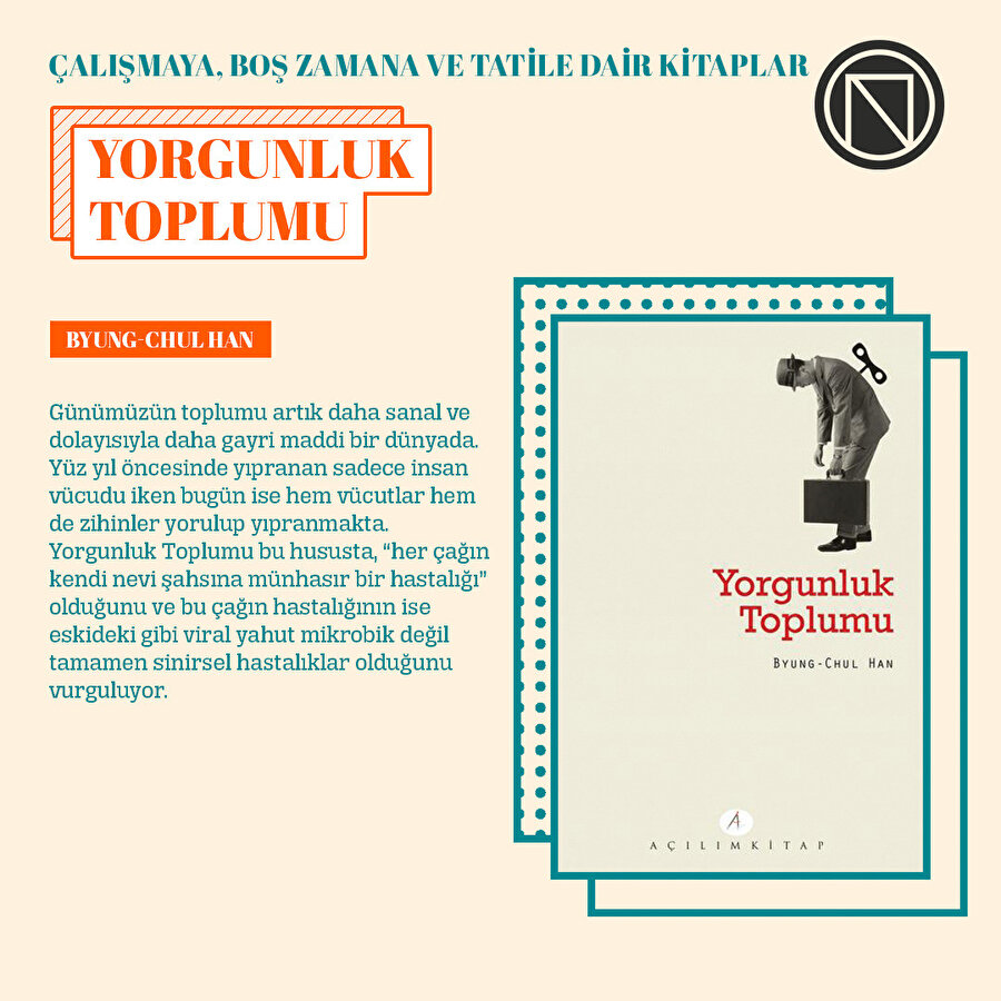 Çalışmaya, boş zamana ve tatile dair kitaplar