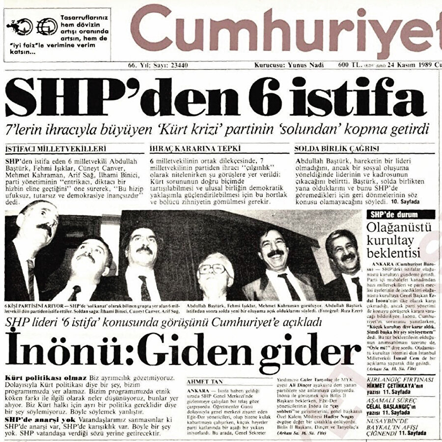  Aralarında istifacı 10 milletvekilin de olduğu SHP’liler, 7 Haziran 1990’da tarihinde Halkın Emek Partisi’ni (HEP) resmen kurdu.