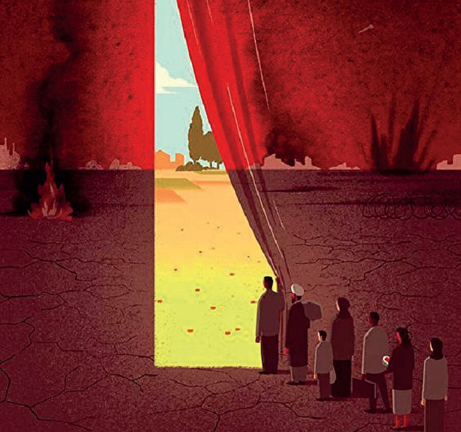 Elif Şehri’nin iki kanatlı görkemli kapısı misafirlerine hoş geldin demek için yapılmıştı sanki.