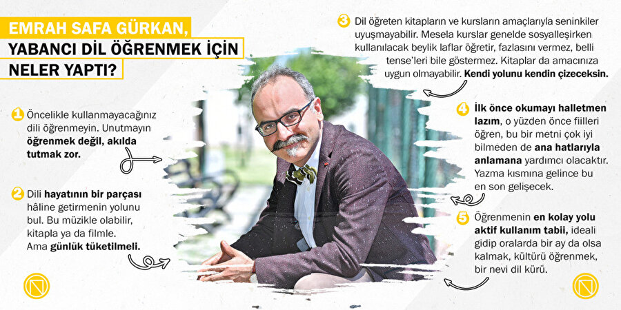 Emrah Safa Gürkan, yabancı dil öğrenmek için neler yaptı?