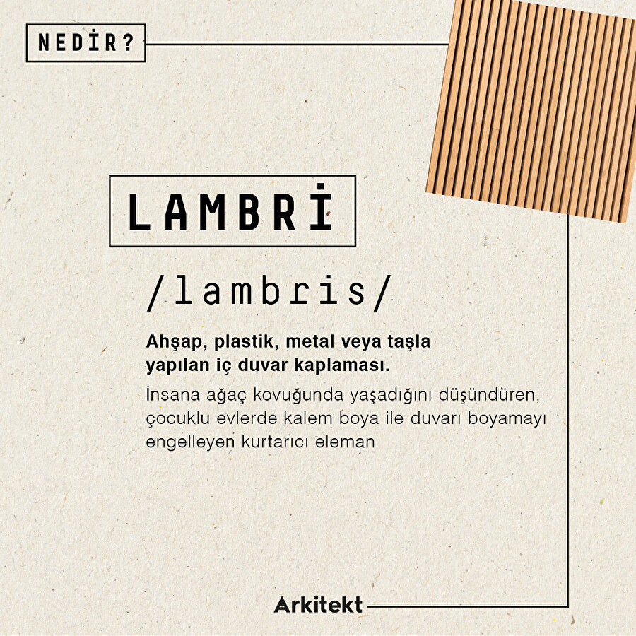 Mimarlık sözlüğünde 'Lambri'