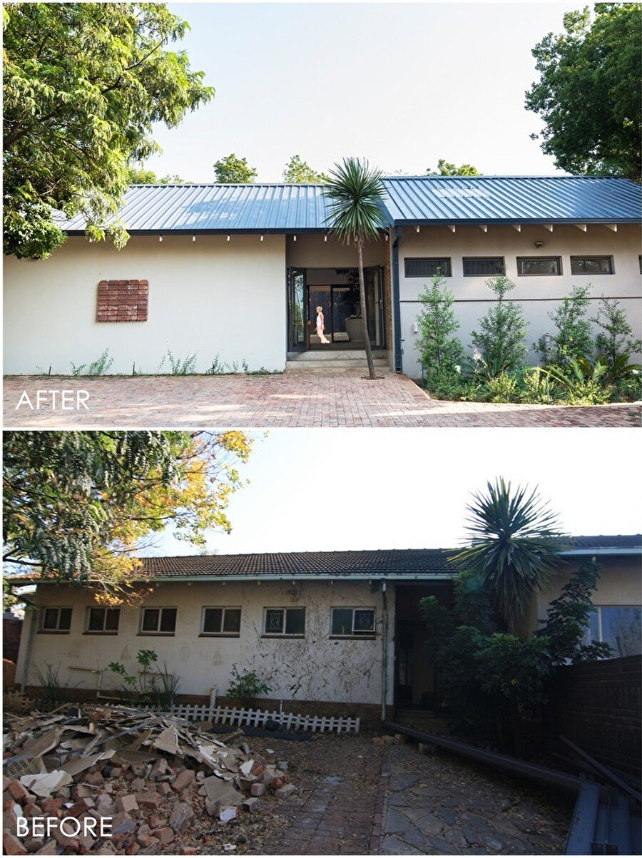 Eski Pretorya evinin öncesi ve sonrası.