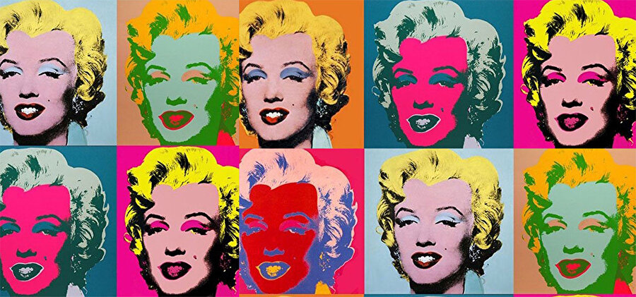Warhol, tek bir biçimi birçok kez yineleyerek kullanmış, fotoğrafa özgü imgelere de çalışmalarında yer vermiştir.