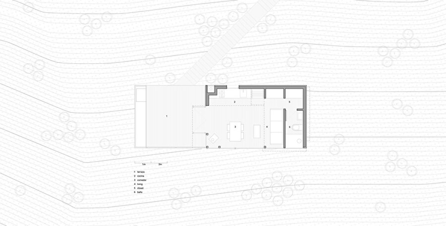 La Tagua kabininin zemin kat planı.