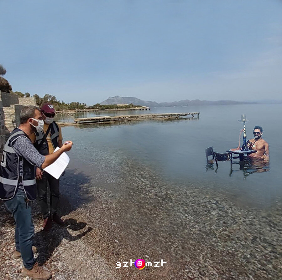 Ceza yememek için denizde nargile içmek