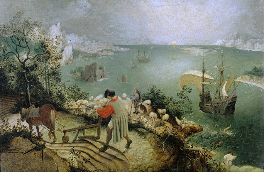 İkarus'un Düşüşü Sırasında Bir Manzara (Landscape with the Fall of Icarus), 1560