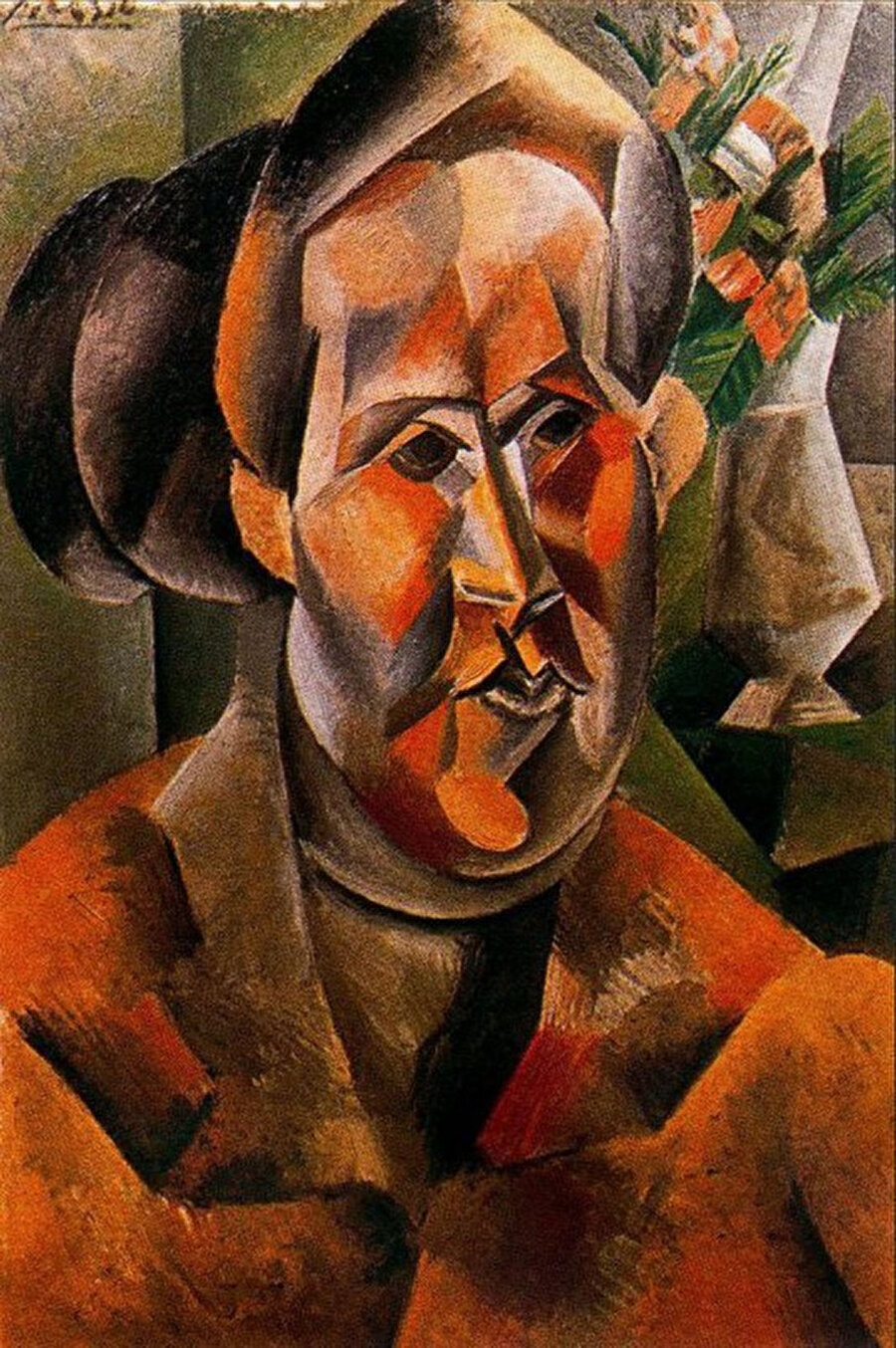 Çiçeklerle bir kadın büstü, Pablo Picasso, (1909).