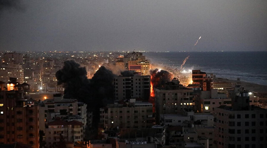İsrail'in hava saldırılarıyla vurulan Gazze Şeridi'ndeki yerleşim yerleri. 