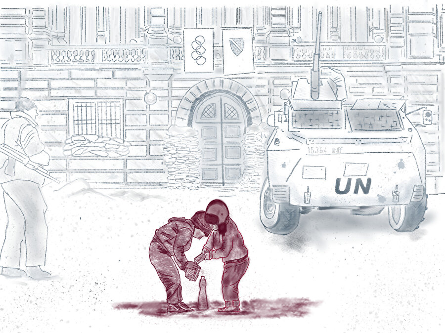 5 Nisan 1992’den, 29 Şubat 1996’ya kadar süren Saraybosna kuşatması sırasında çocuklar sokaklarda oynamaya devam etmiştir. Kuşatma günlerinde Saraybosna’daki Cumhurbaşkanlığı Binası önünde buldukları şişe ve konserve kutularına su doldurup boşaltarak oyun oynayan iki çocuk.