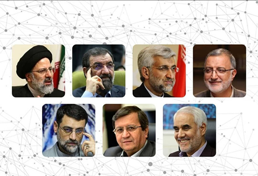 İran'da 18 Haziran'da yapılacak 13. dönem cumhurbaşkanlığı seçimlerine katılacak adaylar.
Kaynak: IRNA