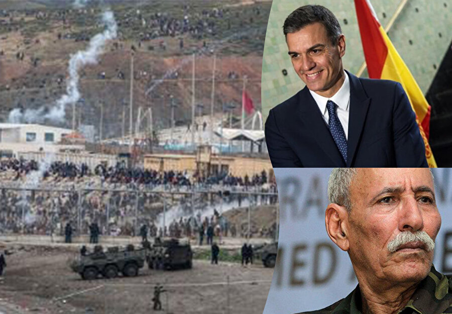 İspanya Fas ilişkileri son dönemde ayrılıkçı Polisario lideri İbrahim Ghali (sağ altta) ve göçmen sorunu ekseninde gergin bir süreçten geçiyor.