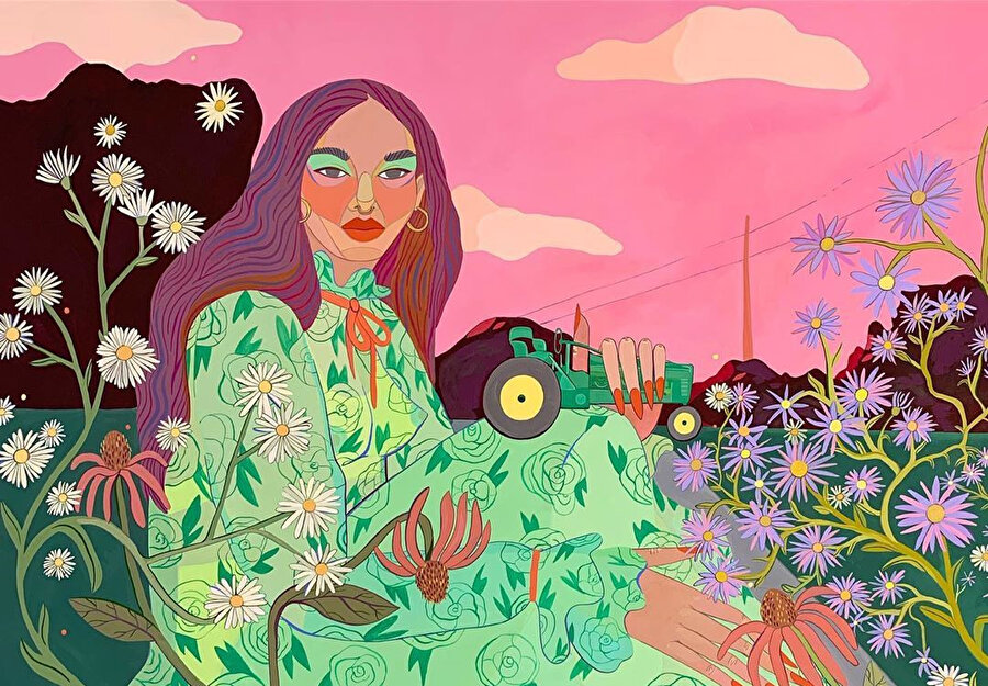 O kızın gözleri yeşil. Bizim derneğin olduğu sokağın sonundaki kıyafet dükkânında tezgâhtar.