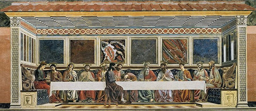 Andrea del Castagno, Son Akşam Yemeği, 1447, alçı üzerine tempera (Sant'Apollonia, Floransa).