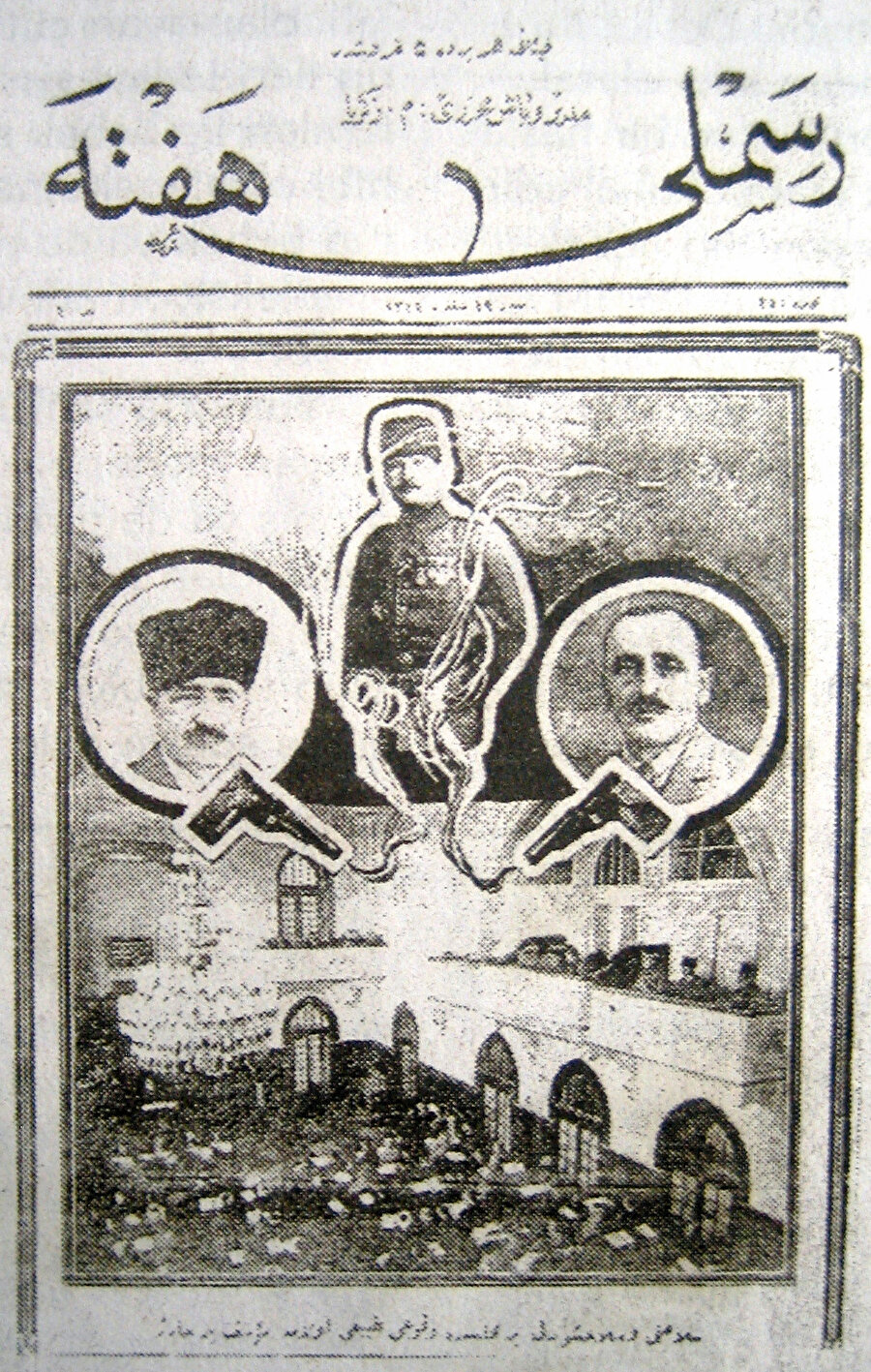 » Cinayet kapağa böyle taşındı. 19 Şubat 1925 tarihli Resimli Hafta gazetesi, Halid Paşa’nın öldürülmesi haberini bu çarpıcı kapakla sunmuştu.