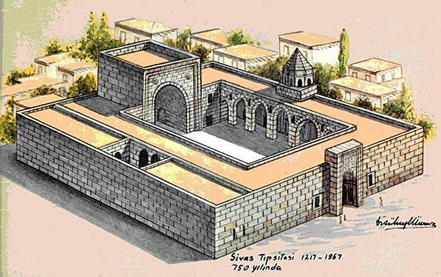 Süheyl Ünver’in Sivas Tıp sitesi çizimi.
