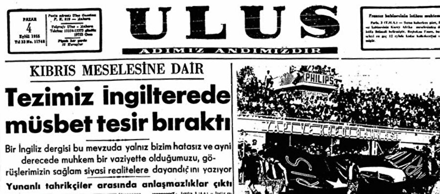 » Kıbrıs başarısının gazetelerdeki yansıması: 2 Eylül tarihli Ahmed Emin Yalman’a ait Vatan gazetesi ile 4 Eylül tarihli CHP’nin Ulus gazetesi Londra’daki Kıbrıs Konferansı’nda Türk tezinin başarıyla savunulup olumlu tesir bıraktığını işte böyle duyurmuştu.