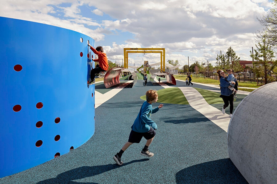 Railyard Park’ın tasarımında Rogers’ın tarihinden ilham alınıyor.