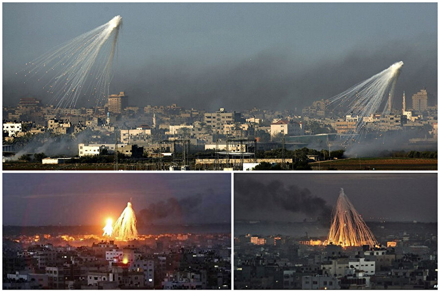 İsrail’in, ABD yapımı fosfor bombalarıyla Gazze’yi vurduğu 2009 yılındaki saldırılar. 