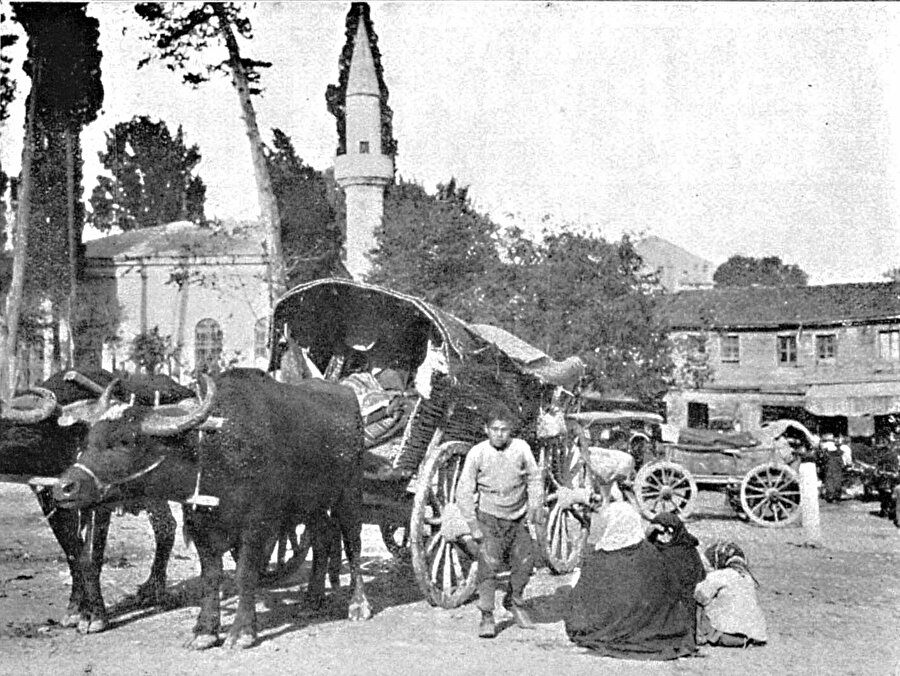 » Muhacir arabaları başkent İstanbul’un sokaklarında: Anadolu’daki Müslüman nüfusun artmasını sağlayarak Cumhuriyet döneminde ulus inşasına katkıda bulunan muhacirler, kendilerine gösterilen yere yerleşmek üzere geldikleri İstanbul sokaklarında görülüyor.