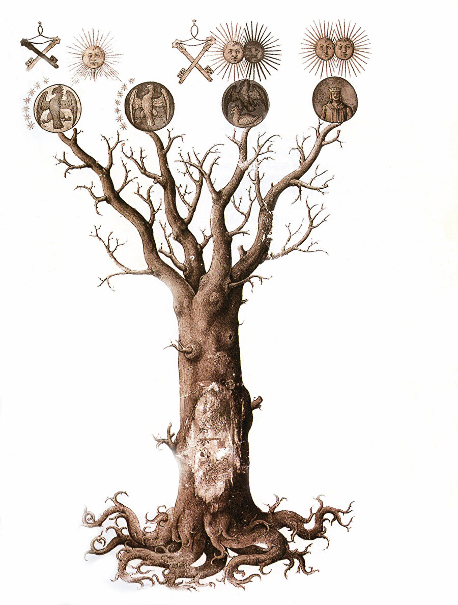 Haçlı seferlerine katılan, bazı kaynaklara göre Müslüman topraklarında görev almış ilk ve en büyük misyoner kabul edilen kabalist, teolog ve simyacı Raymond Lull’a (1235-1315) ait sağdaki bilgelik ağacı sembolü meyvelerinde hem iyiliği, hem de kötülüğü barındırır. 